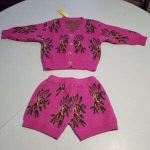 (No Brand Label) Knit Shorts and Cardigan Set NWT sz 3T girls